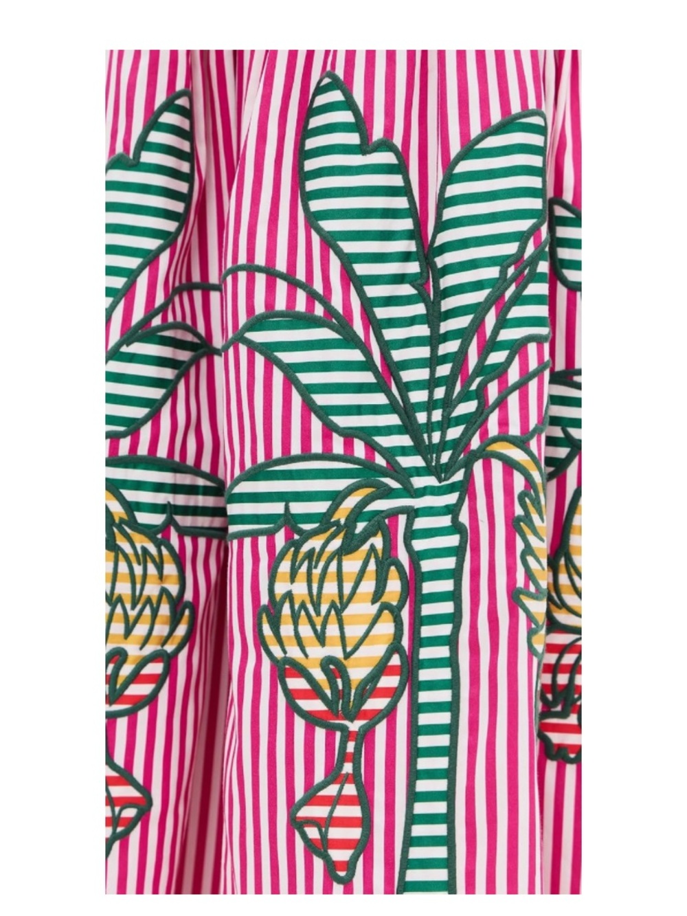 FARM Rio Anthropologie Palm Tree Cutwork Striped Tropical Midi Dress - Picture 3 of 4